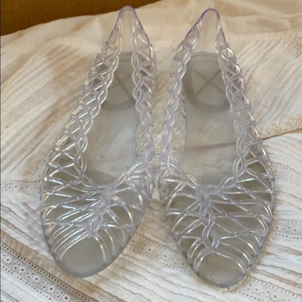 Totally Awesome 80s Style Clear Jellies Shoes Sz 7